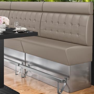 DALLAS | Hög restaurangsoffa | B:H 120 x 158 cm | Taupe | Chesterfield-knapp | Läder