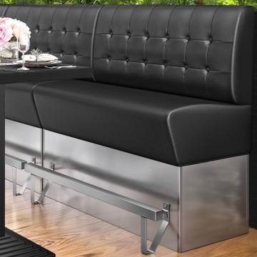 DALLAS | Hög restaurangsoffa | B:H 100 x 133 cm | Svart | Chesterfield-knapp | Läder