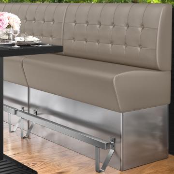DALLAS | Hög restaurangsoffa | B:H 100 x 133 cm | Taupe | Chesterfield-knapp | Läder