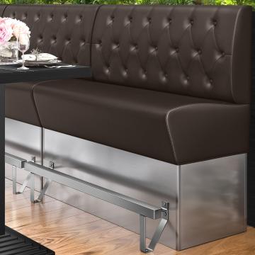 DALLAS | Hög restaurangsoffa | B:H 100 x 133 cm | Brun | Chesterfield romb | Läder