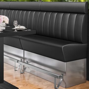 DALLAS | Gastro Hochbank | B:H 200 x 158 cm | Schwarz | Gestreift | Leder