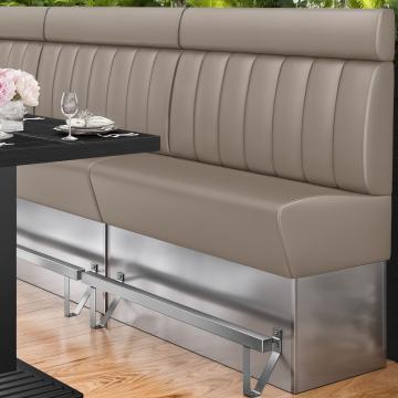 DALLAS | Hög restaurangsoffa | B:H 120 x 158 cm | Taupe | Randig | Läder