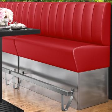 DALLAS | Gastro Hochbank | B:H 180 x 133 cm | Rot | Gestreift | Leder