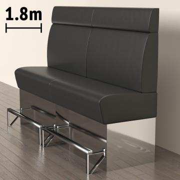 DALLAS | Gastro Hochbank | B:H 180 x 158 cm | Schwarz | Glatt | Leder
