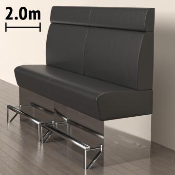 DALLAS | Gastro Hochbank | B:H 200 x 158 cm | Schwarz | Glatt | Leder