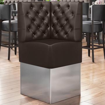 DALLAS | Hörnsoffa till restaurang | B:H 64 x 133 cm | Brun | Chesterfield | Läder