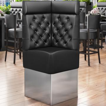 DALLAS | Hörnsoffa till restaurang | B:H 64 x 158 cm | Svart | Chesterfield | Läder