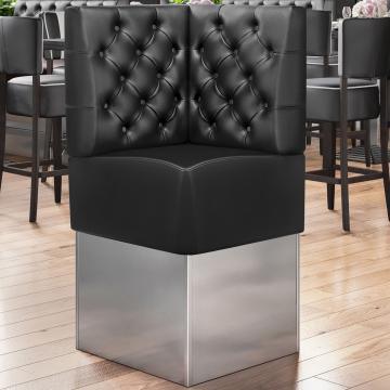 DALLAS | Hörnsoffa till restaurang | B:H 64 x 133 cm | Svart | Chesterfield | Läder