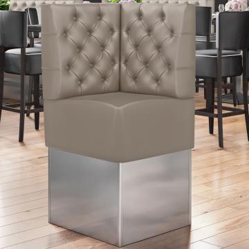 DALLAS | Hörnsoffa till restaurang | B:H 64 x 133 cm | Taupe | Chesterfield | Läder