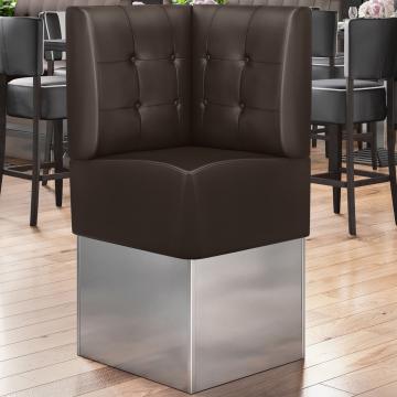 DALLAS | Hörnsoffa till restaurang | B:H 64 x 133 cm | Brun | Chesterfield-knapp | Läder