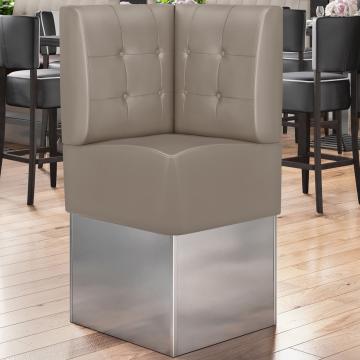 DALLAS | Hörnsoffa till restaurang | B:H 64 x 133 cm | Taupe | Chesterfield-knapp | Läder