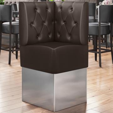 DALLAS | Hörnsoffa till restaurang | B:H 64 x 133 cm | Brun | Chesterfield romb | Läder