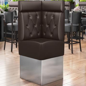 DALLAS | Gastro Eckbank | B:H 64 x 158 cm | Braun | Chesterfield Raute | Leder