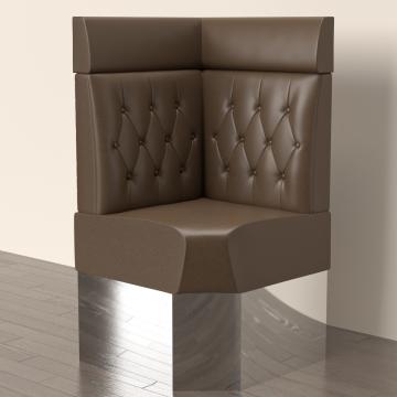 DALLAS | Gastro Eckbank | B:H 60 x 158 cm | Braun | Chesterfield Raute | Leder