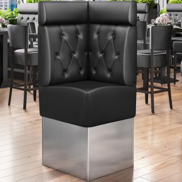 DALLAS | Hörnsoffa till restaurang | B:H 64 x 158 cm | Svart | Chesterfield romb | Läder