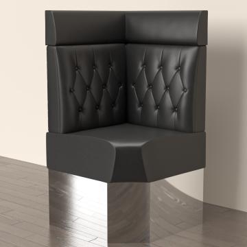 DALLAS | Gastro Eckbank | B:H 60 x 158 cm | Schwarz | Chesterfield Raute | Leder