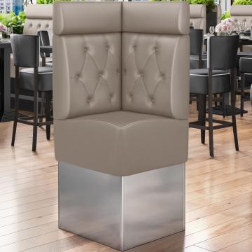 DALLAS | Gastro Eckbank | B:H 64 x 158 cm | Taupe | Chesterfield Raute | Leder