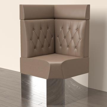 DALLAS | Gastro Eckbank | B:H 60 x 158 cm | Taupe | Chesterfield Raute | Leder