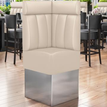 DALLAS | Gastro Eckbank | B:H 64 x 158 cm | Creme | Gestreift | Leder