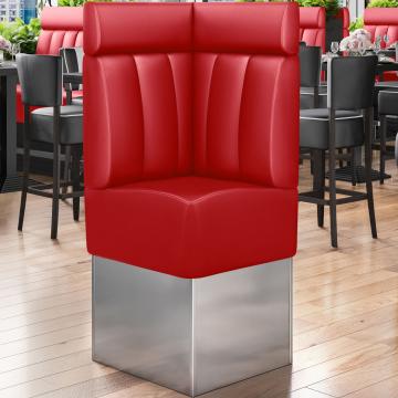 DALLAS | Gastro Eckbank | B:H 64 x 158 cm | Rot | Gestreift | Leder