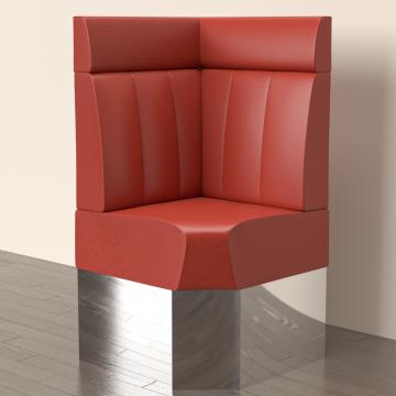 DALLAS | Gastro Eckbank | B:H 60 x 158 cm | Rot | Gestreift | Leder