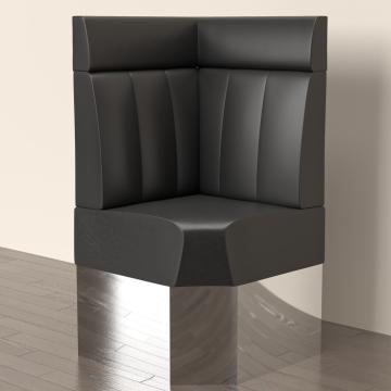 DALLAS | Gastro Eckbank | B:H 60 x 158 cm | Schwarz | Gestreift | Leder