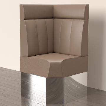DALLAS | Gastro Eckbank | B:H 60 x 158 cm | Taupe | Gestreift | Leder