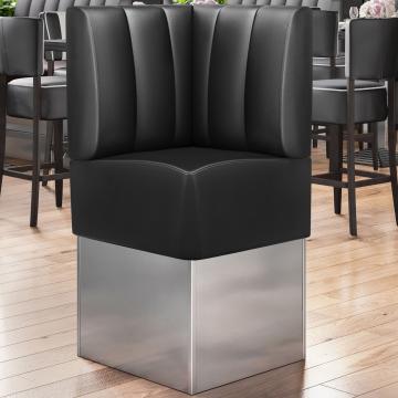 DALLAS | Hörnsoffa till restaurang | B:H 64 x 133 cm | Svart | Randig | Läder