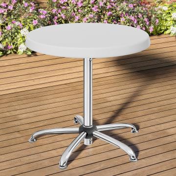 MIO | Feesttafel | Ø 70 cm | H: 76cm | In hoogte verstelbaar | Wit | Opvouwbaar