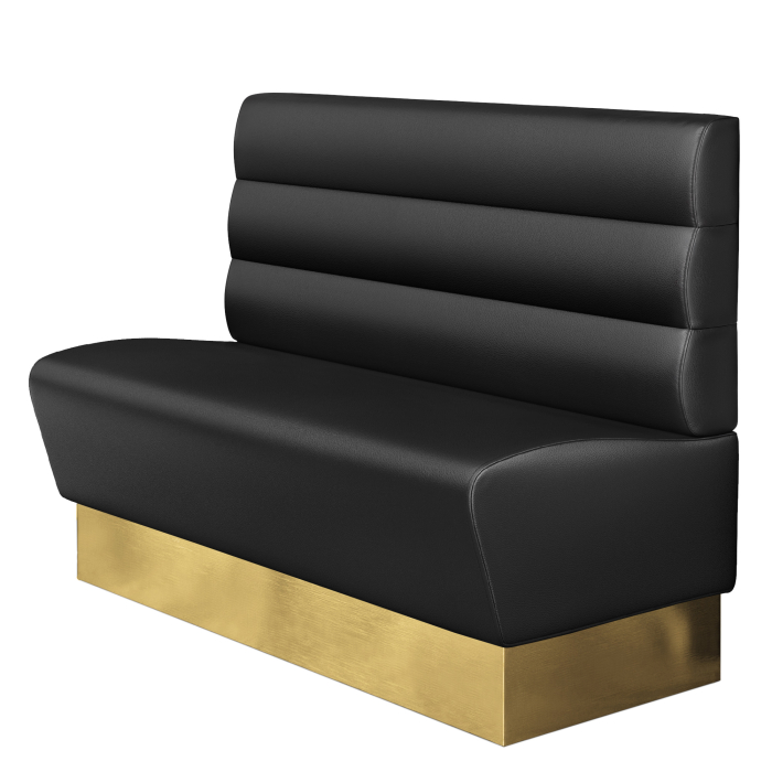 DENVER | Banc de gastro | L : H 100 x 103 cm | Noir | Rayé horizontalement | Cuir | Plinthe : Or