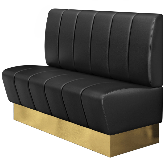 DENVER | Banco de gastro | B : H 120 x 103 cm | Negro | Rayado | Cuero | Superficie del asiento: Rayada | Zócalo: Dorado
