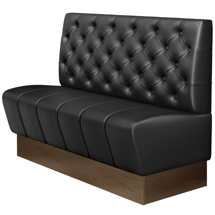 DENVER | Gastro bænk | B : H 100 x 103 cm | Sort | Chesterfield | Læder | Sæde: Stribet | Fodspark: Få