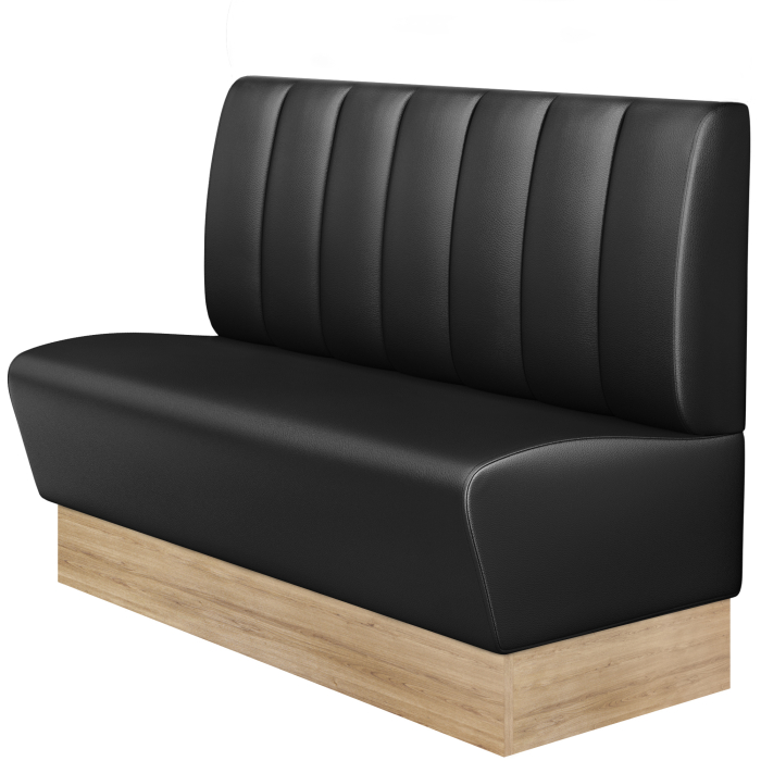 DENVER | Gastro Bænk | B : H 120 x 103 cm | Sort | Stribet | Læder | Fodliste: Eg