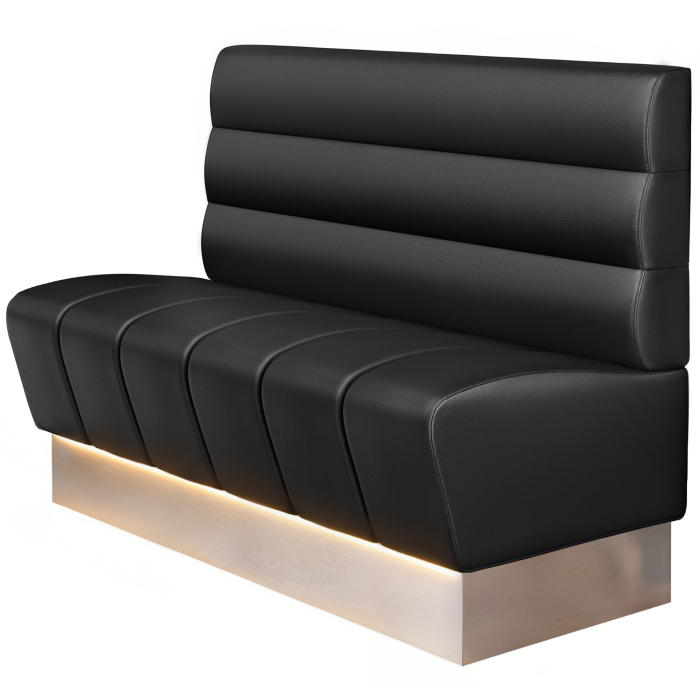 DENVER | Gastro Bänk | B : H 100 x 103 cm | Svart | Horisontell Randig | Läder | Sittdel: Randig | Fotlist: Rostfritt stål | LED