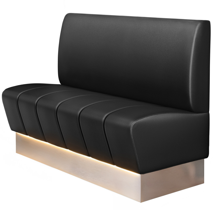 DENVER | Gastro Bänk | B : H 100 x 103 cm | Svart | Slät | Läder | Sätesyta: Randig | Fotlist: Rostfritt stål | LED