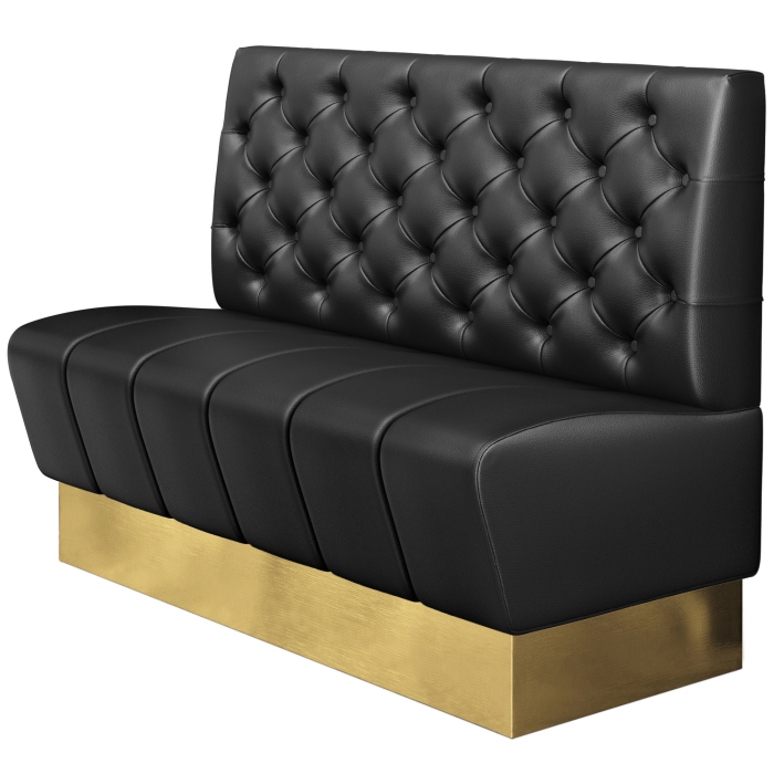 DENVER | Gastro Bänk | B: H 120 x 103 cm | Svart | Chesterfield | Läder | Sittyta: Randig | Fotlist: Guld