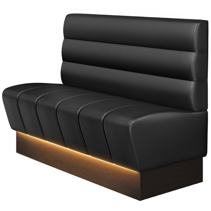 DENVER | Gastro Bänk | B : H 120 x 103 cm | Svart | Horisontellt Randig | Läder | Sittyta: Randig | Fotlist: Få | LED