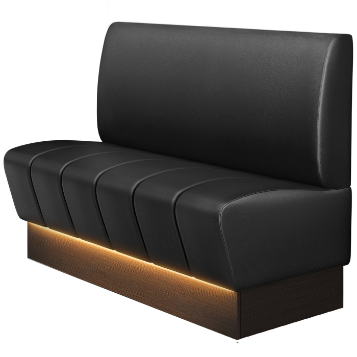 DENVER | Gastro bench | W : H 100 x 103 cm | Black | Smooth | Leather | Seat surface: Striped | Foot rail: Few | LED