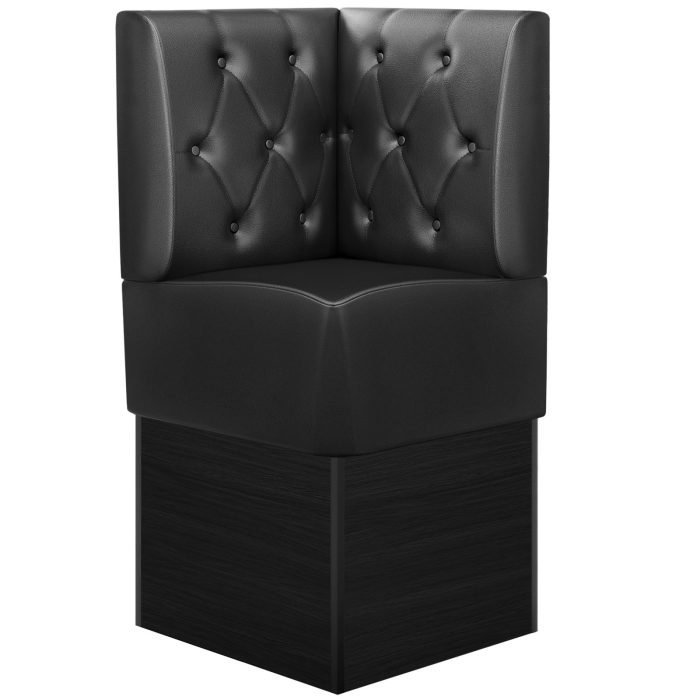 DENVER | Gastro Eckbank | B:H 64 x 133 cm | Schwarz | Chesterfield Raute | Leder