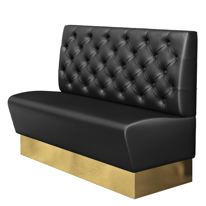 DENVER | Gastro Istuinpenkki | L : K 120 x 103 cm | Musta | Chesterfield | Nahka | Jalkalista: Kulta