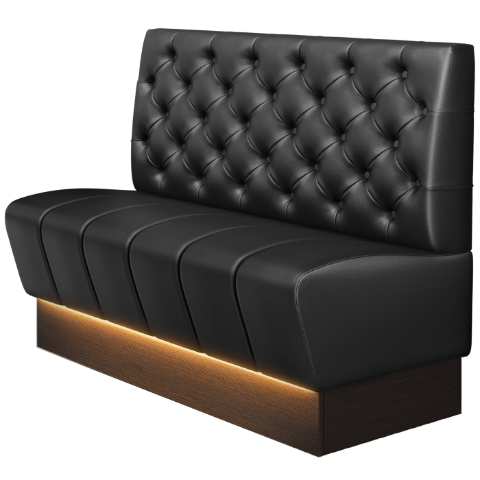 DENVER | Gastro Ławka | B : H 100 x 103 cm | Czarny | Chesterfield | Skóra | Powierzchnia siedzenia: Pasiasta | Listwa przypodłogowa: Nieliczne | LED