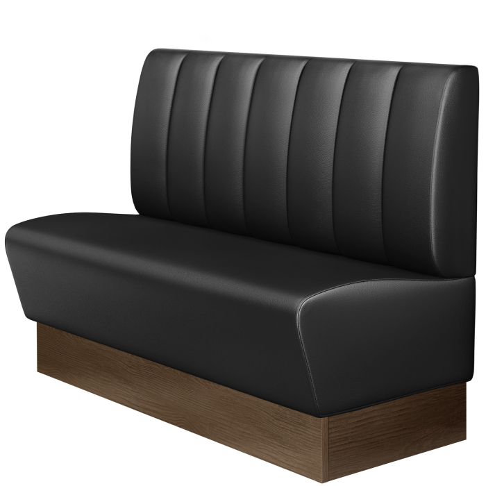 DENVER | Gastro Sitzbank | B : H 100 x 103 cm | Schwarz | Gestreift | Leder | Fußleiste: Wenge