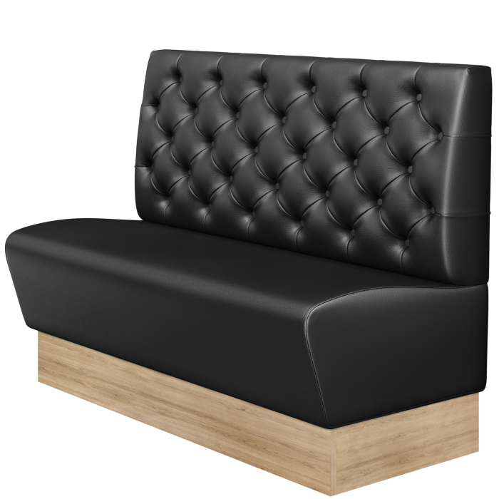 DENVER | Gastro Zitbank | B : H 100 x 103 cm | Zwart | Chesterfield | Lederen | Voetlijst: Eiken