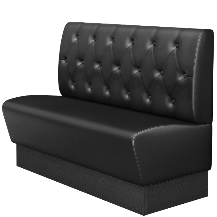 DENVER | Gastro Zitbank | B : H 100 x 103 cm | Zwart | Chesterfield Ruit | Leer | Voetlijst: Wengé
