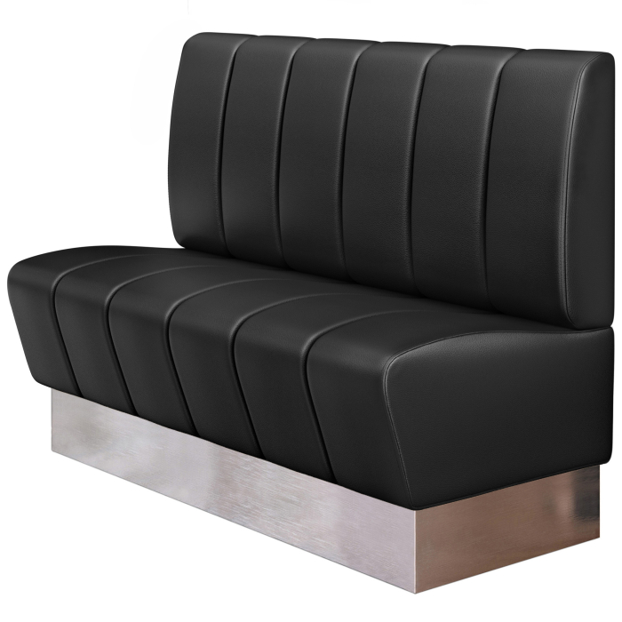 DENVER | Gastro Zitbank | B : H 100 x 103 cm | Zwart | Gestreept | Leer | Zitvlak: Gestreept | Voetlijst: RVS