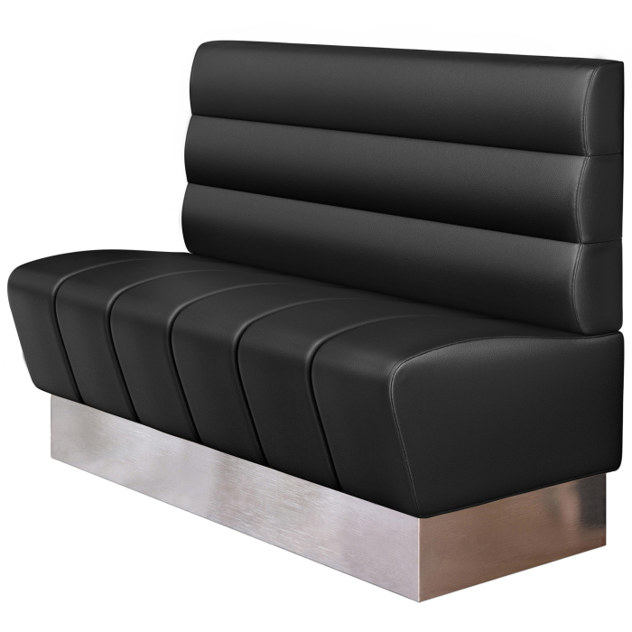 DENVER | Gastro Zitbank | B : H 100 x 103 cm | Zwart | Horizontaal Gestreept | Leer | Zithoek: Gestreept | Voetlijst: RVS