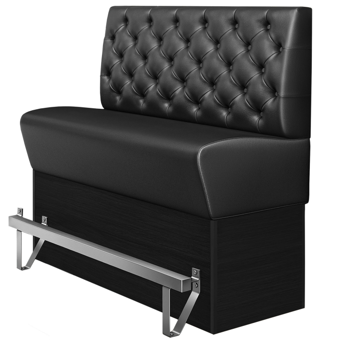 DENVER | Hoge bank voor restaurants | B:H 200 x 133 cm | Zwart | Chesterfield | Leer