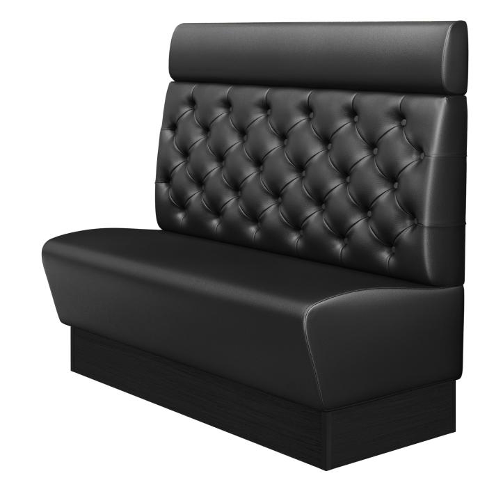DENVER | Banco tapizado para hostelería | Ancho:Alto 160 x 128 cm | Negro | Chesterfield | Cuero