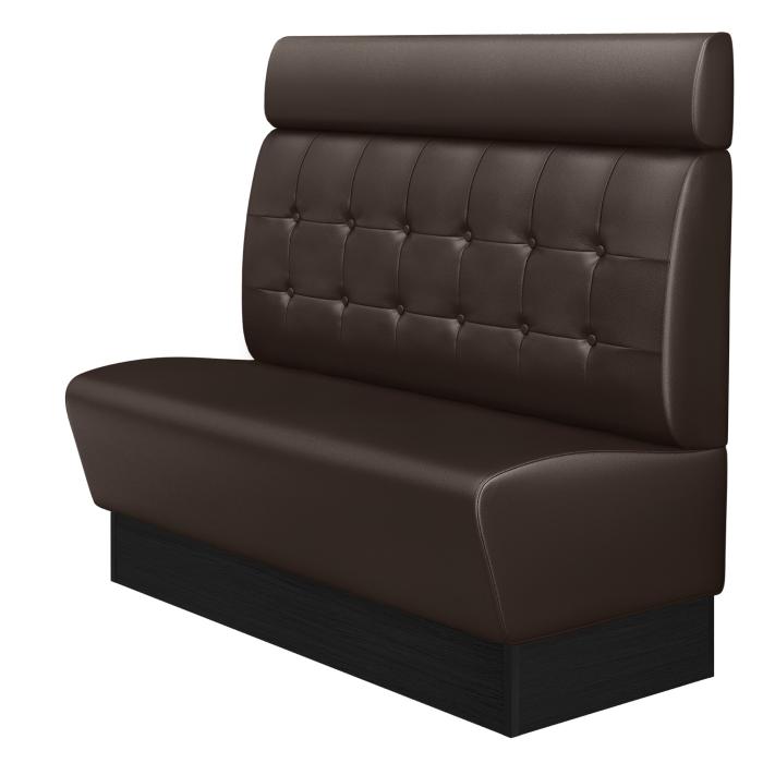 DENVER | Banco tapizado para hostelería | Ancho:Alto 180 x 128 cm | Marrón | Botón Chesterfield | Cuero