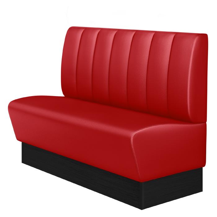 DENVER | Banco tapizado para hostelería | Ancho:Alto 200 x 103 cm | Rojo | Rayas | Cuero